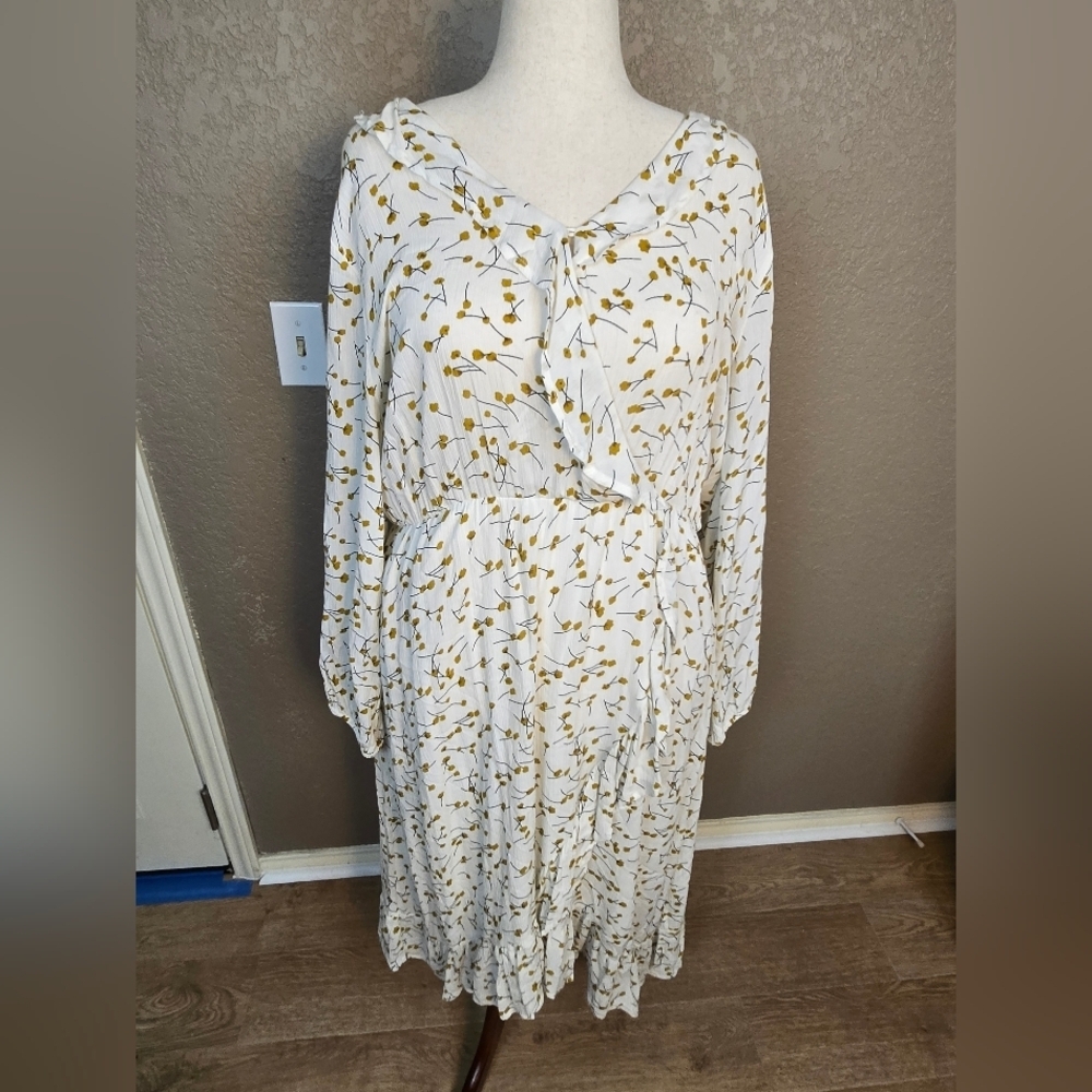 Sweet Salt Yellow Floral Long Sleeve Dress Modest XXL (6006)